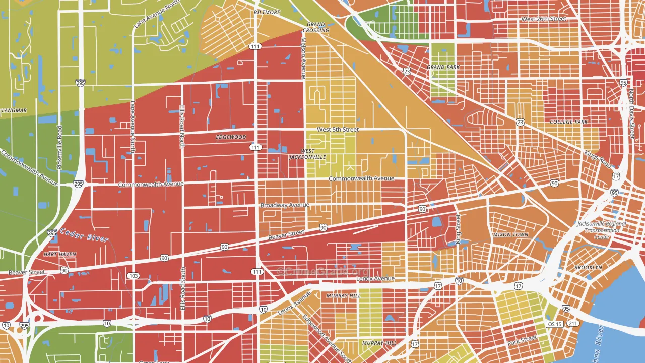 Woodstock, Jacksonville, FL Map of Burglary Rates