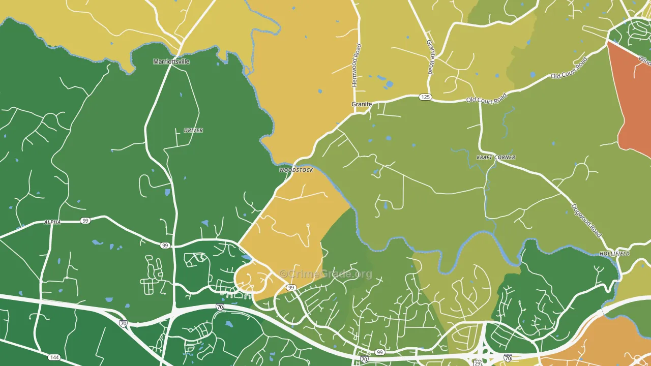 Woodstock, MD Map of Burglary Rates