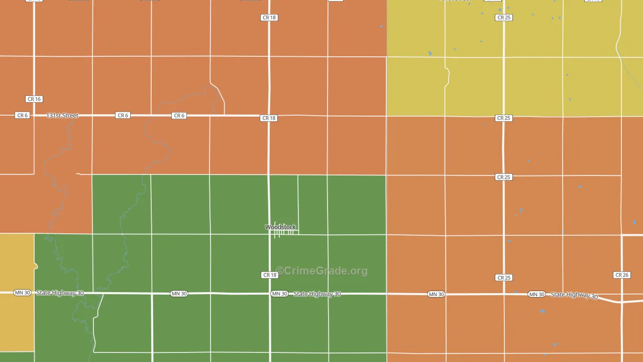 Woodstock, MN Map of Burglary Rates