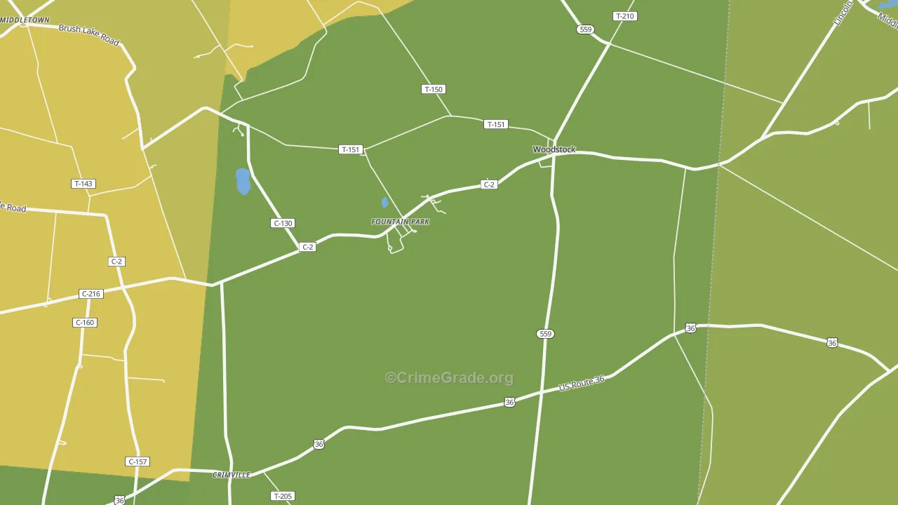 Woodstock, OH Map of Burglary Rates