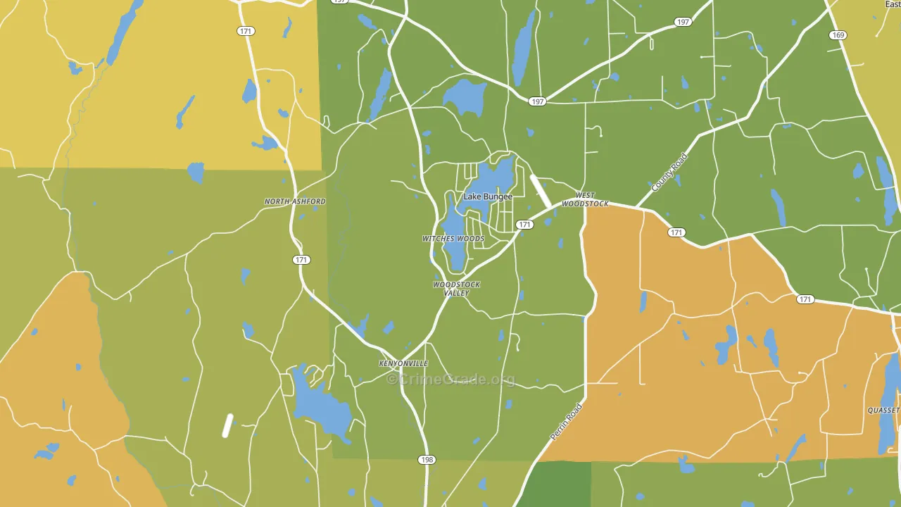 Woodstock Valley, CT Map of Burglary Rates