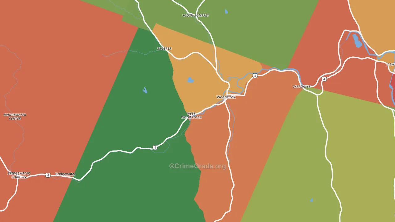 Woodstock, VT Map of Burglary Rates