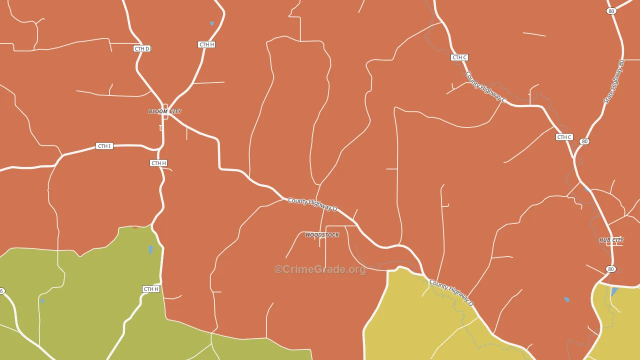 Woodstock, WI Map of Burglary Rates