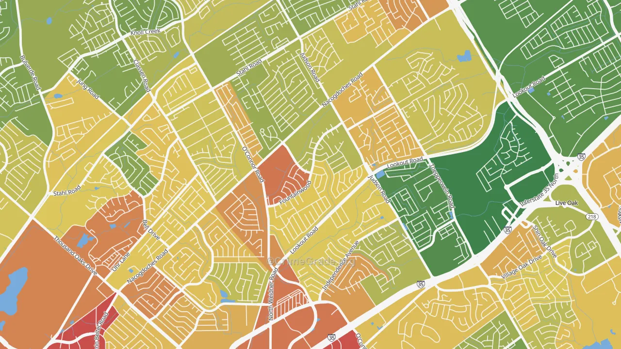 Woodstone, San Antonio, TX Map of Burglary Rates