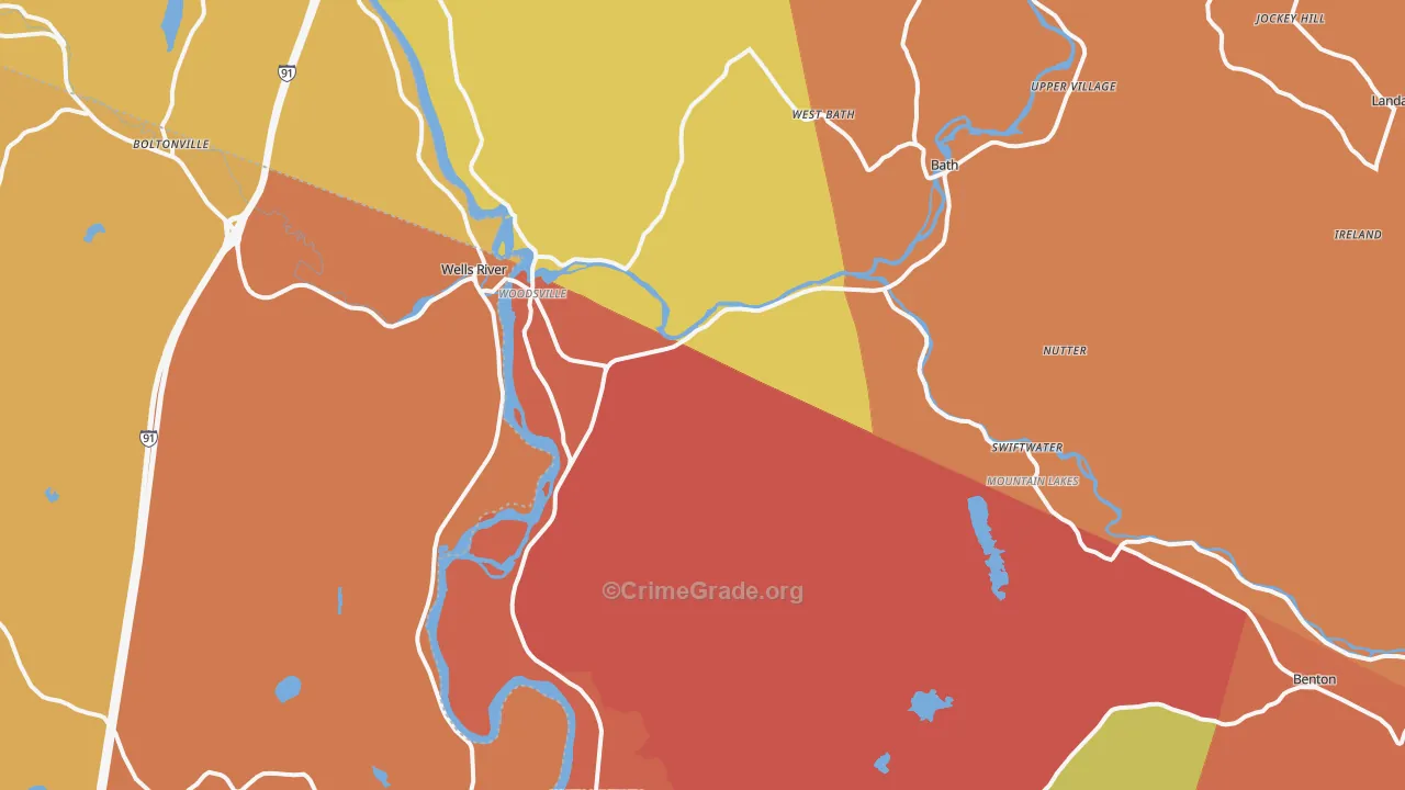 Woodsville, NH Map of Burglary Rates