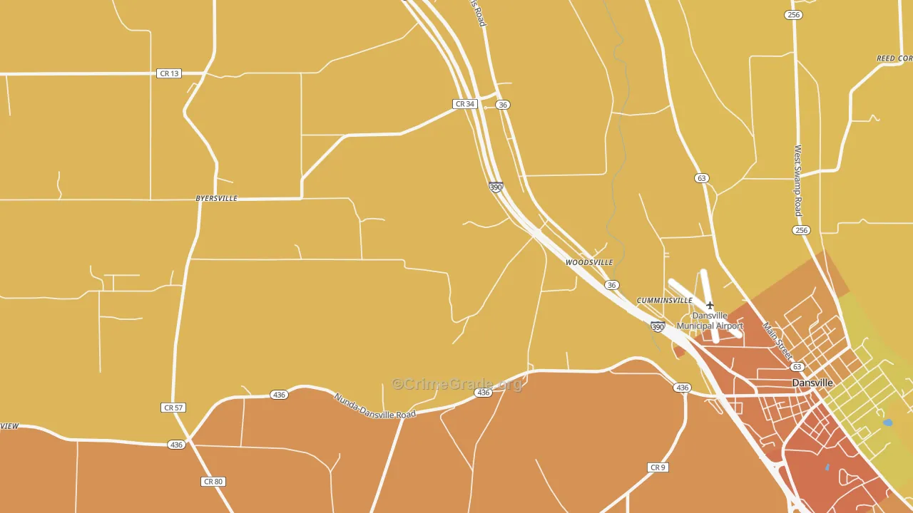Woodsville, NY Map of Burglary Rates