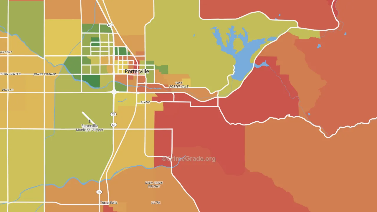 Woodville, CA Map of Burglary Rates