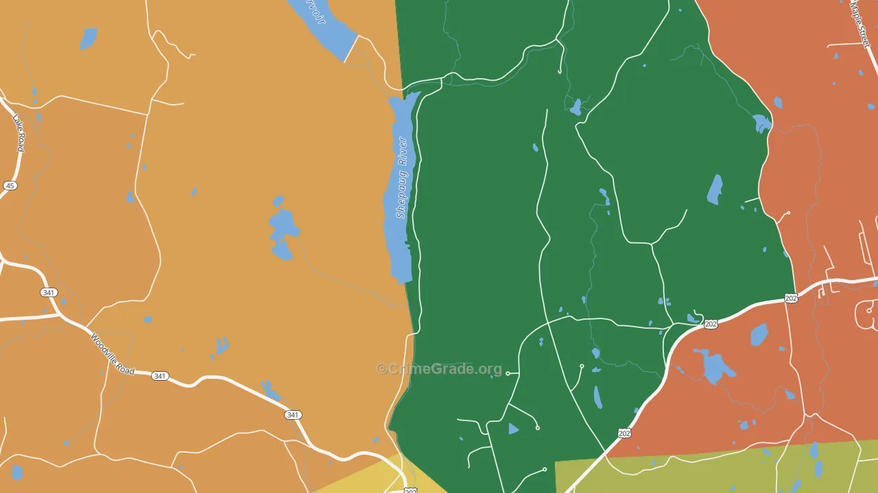 Woodville, CT Map of Burglary Rates