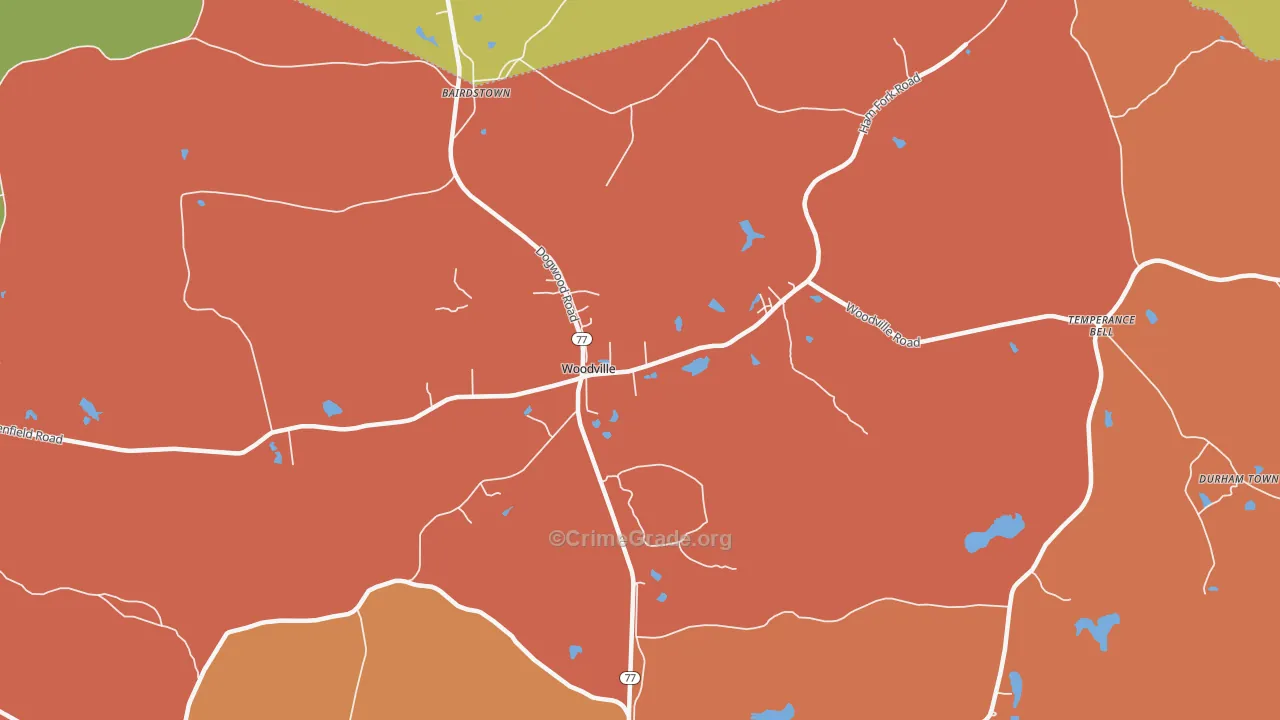 Woodville, GA Map of Burglary Rates