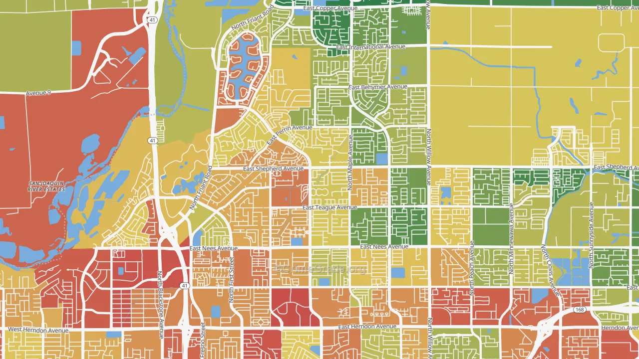 Woodward Park, Fresno, CA Map of Burglary Rates