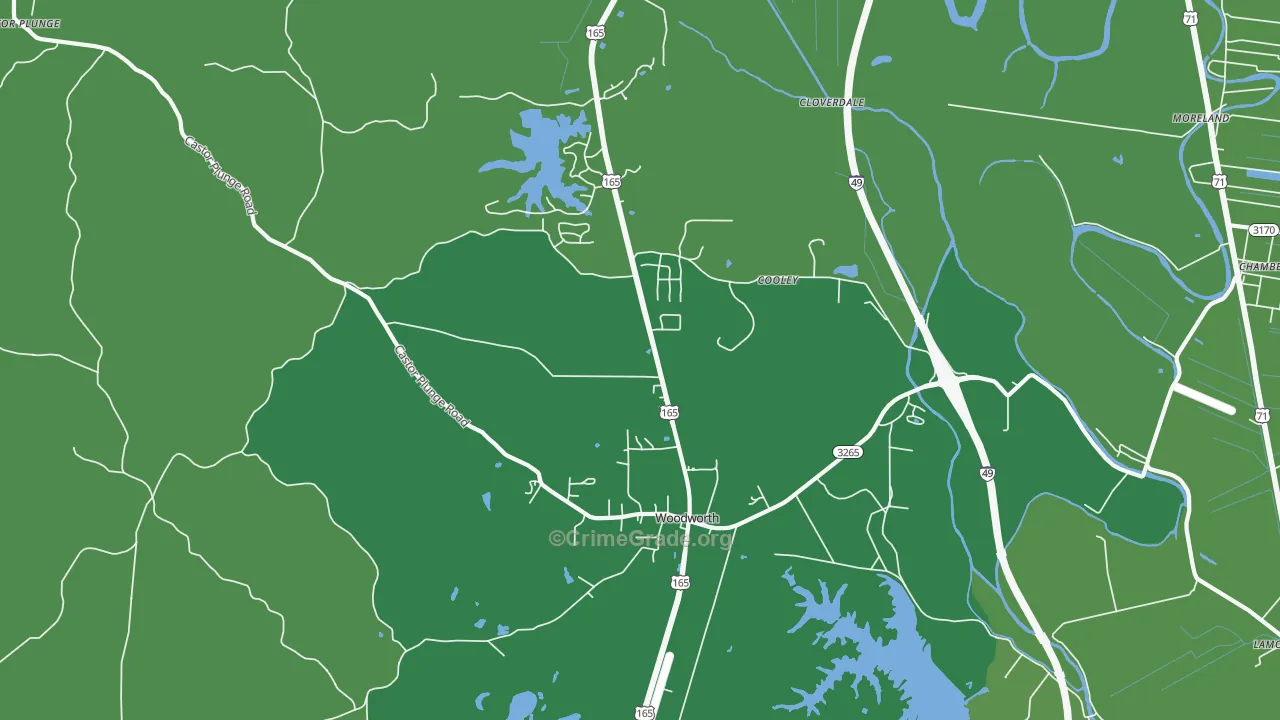 Woodworth, LA Map of Burglary Rates