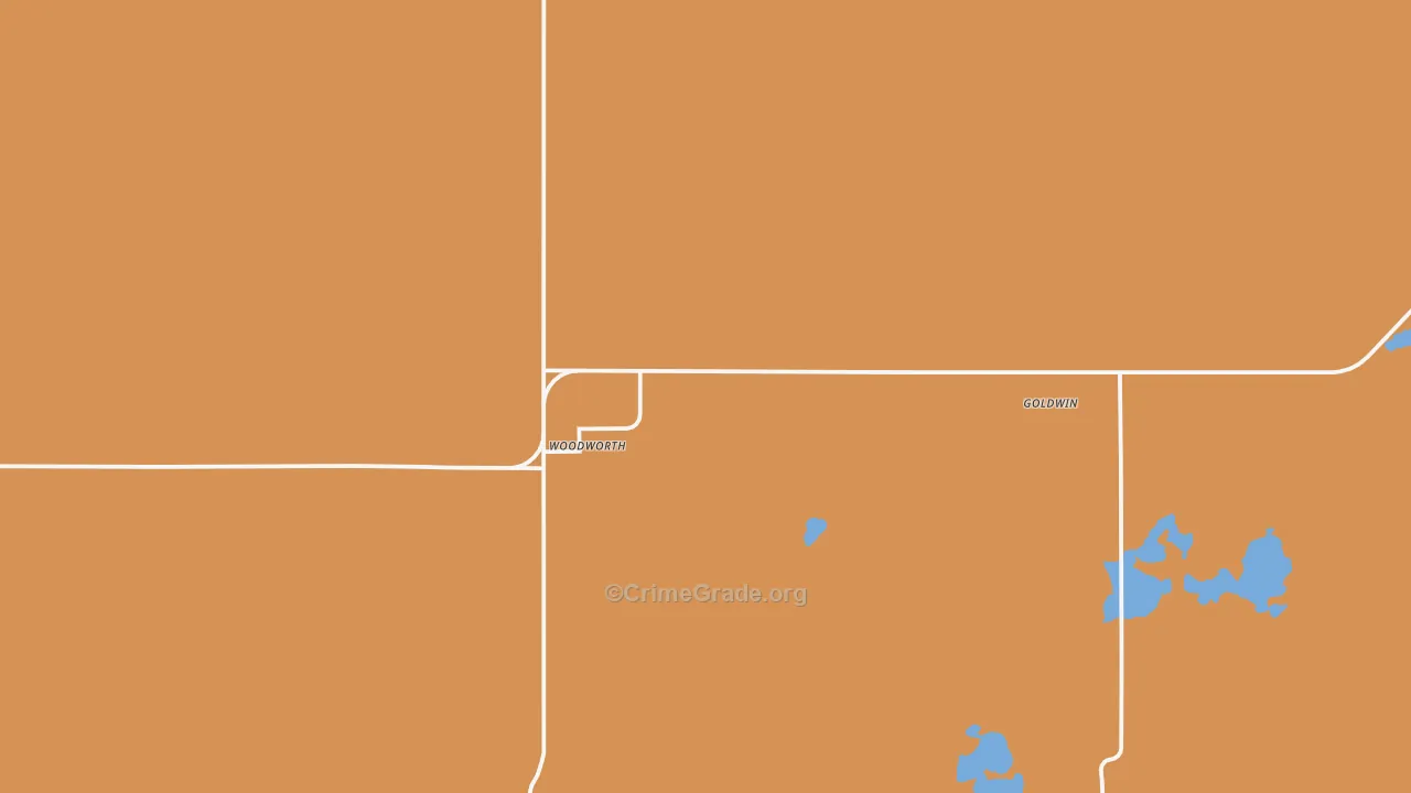 Woodworth, ND Map of Burglary Rates