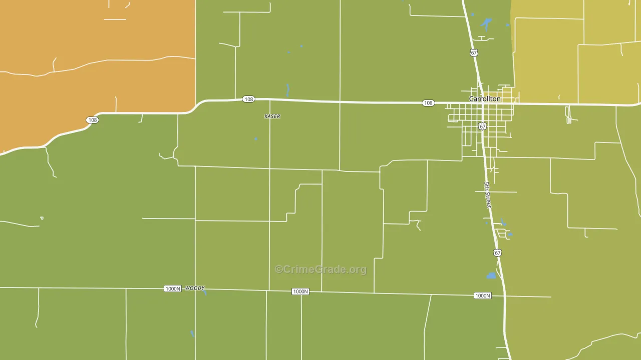 Woody, IL Map of Burglary Rates