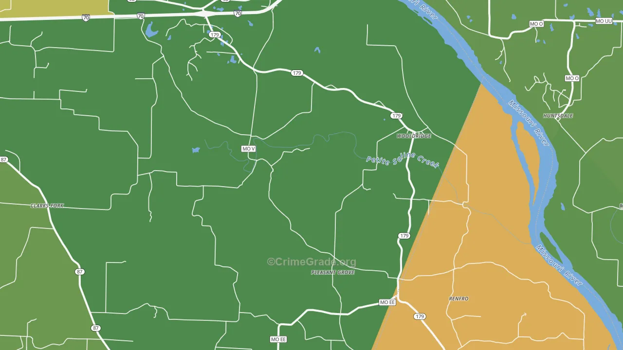 Wooldridge, MO Map of Burglary Rates