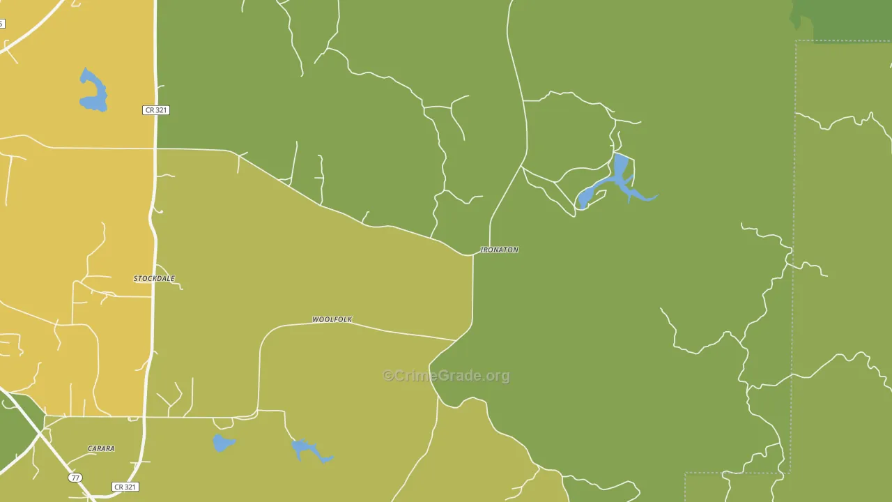 Woolfolk, AL Map of Burglary Rates
