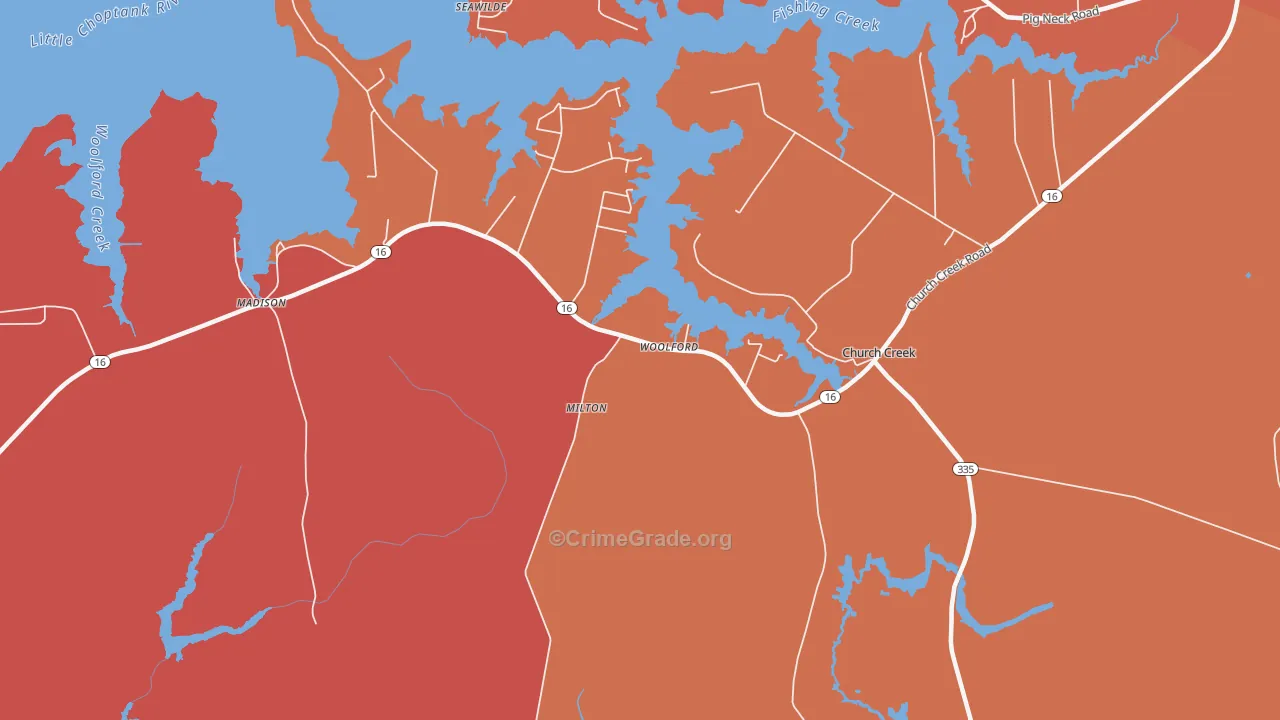 Woolford, MD Map of Burglary Rates