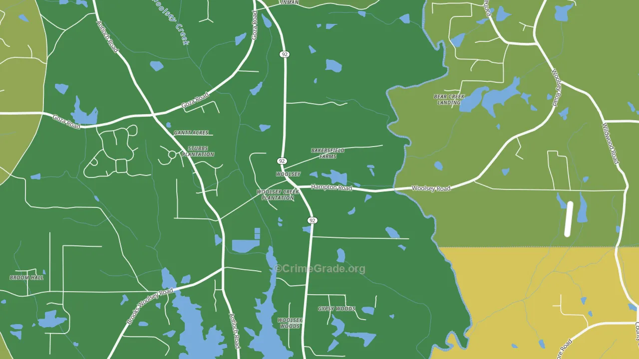 Woolsey, GA Map of Burglary Rates