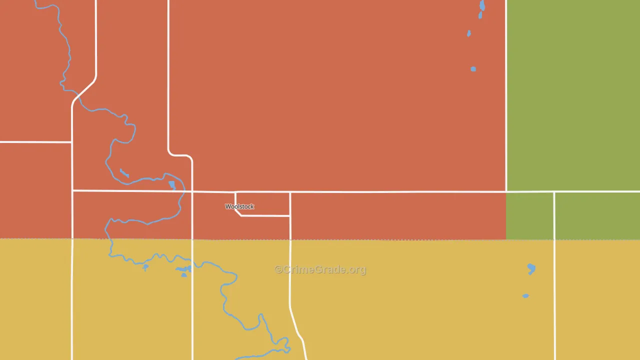 Woolstock, IA Map of Burglary Rates