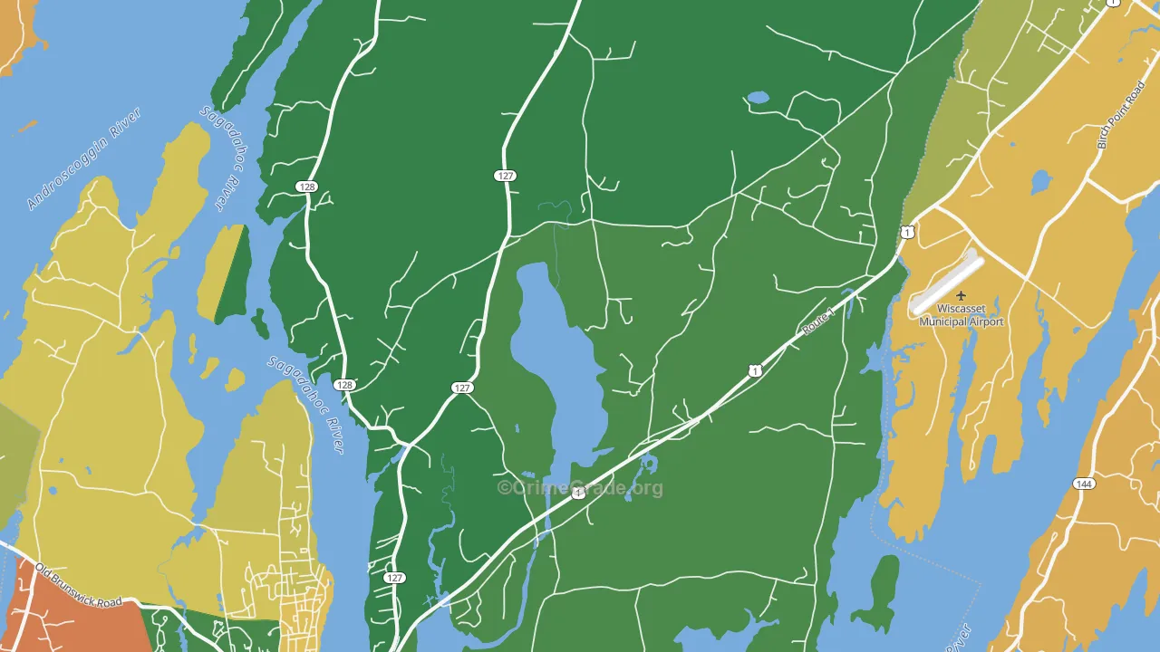 Woolwich, ME Map of Burglary Rates