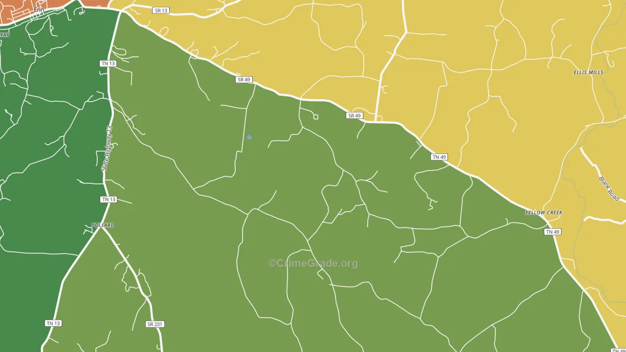 Woolworth, TN Map of Burglary Rates