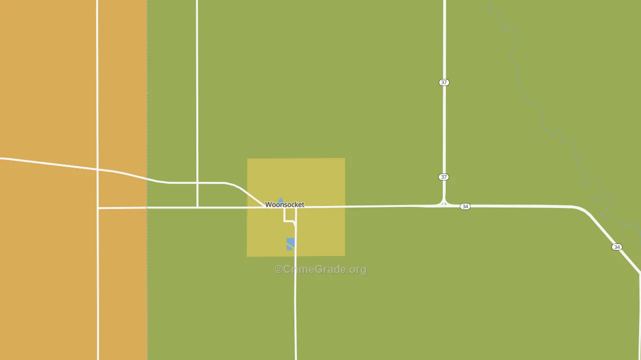 Woonsocket, SD Map of Burglary Rates