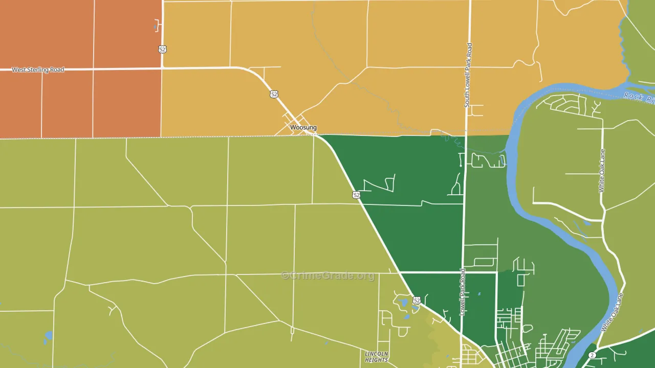 Woosung, IL Map of Burglary Rates
