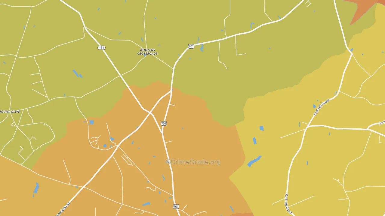 Wootens Crossroads, NC Map of Burglary Rates