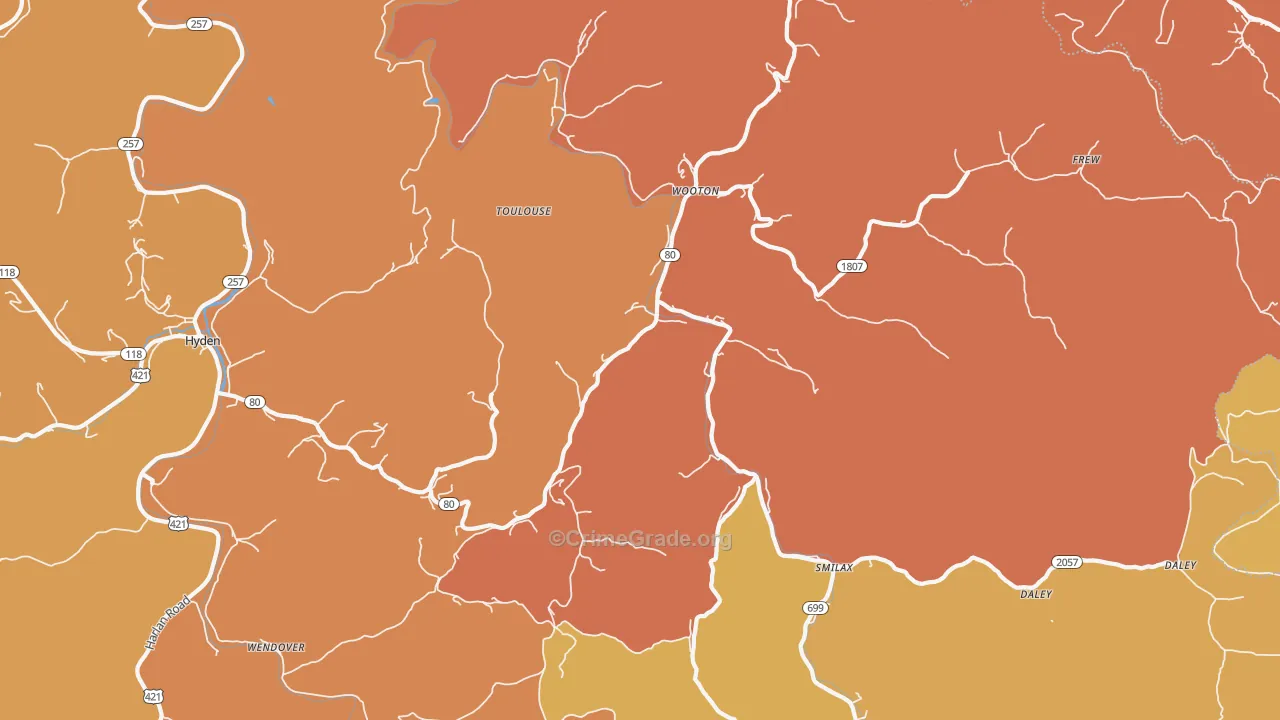 Wooton, KY Map of Burglary Rates