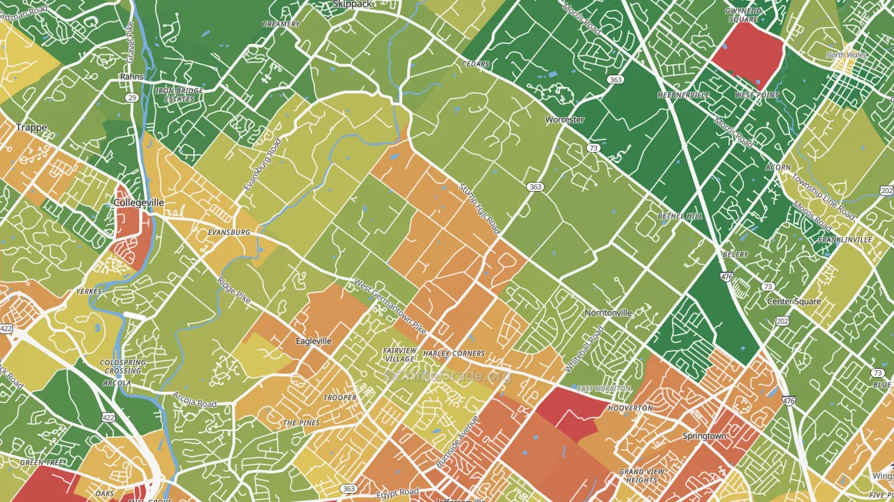 Worcester, PA Map of Burglary Rates