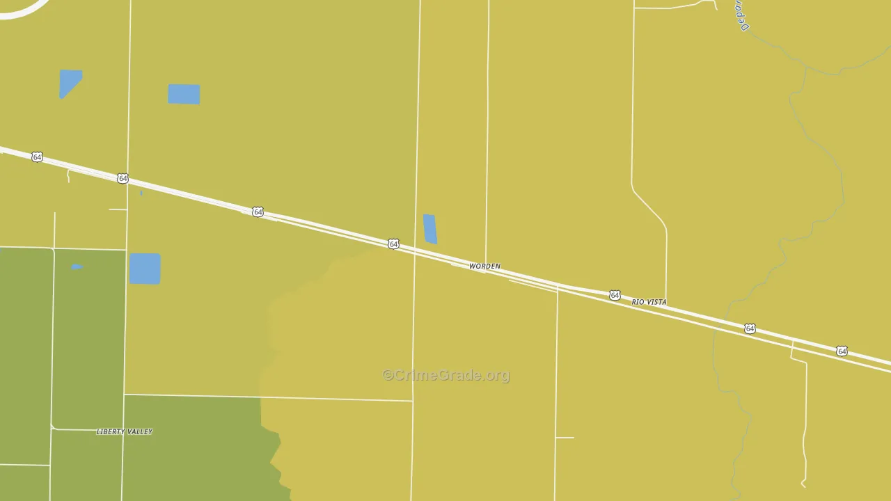 Worden, AR Map of Burglary Rates