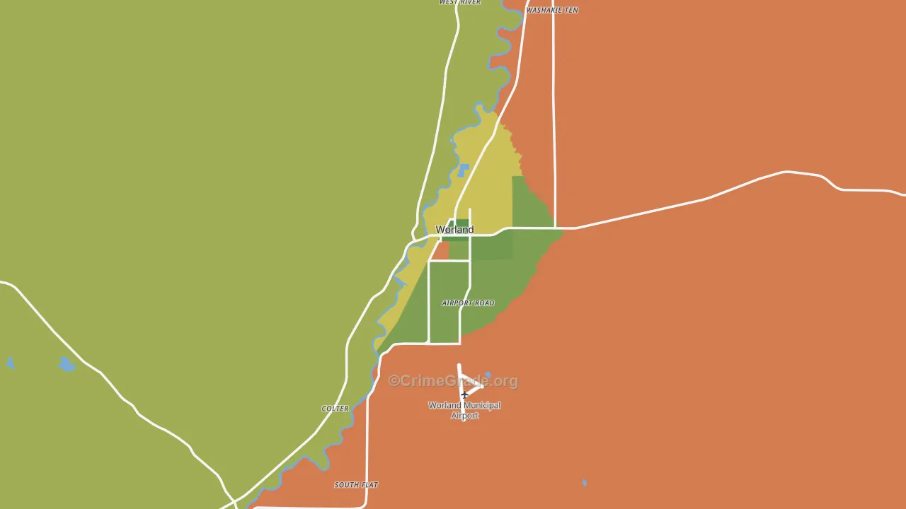 Worland, WY Map of Burglary Rates