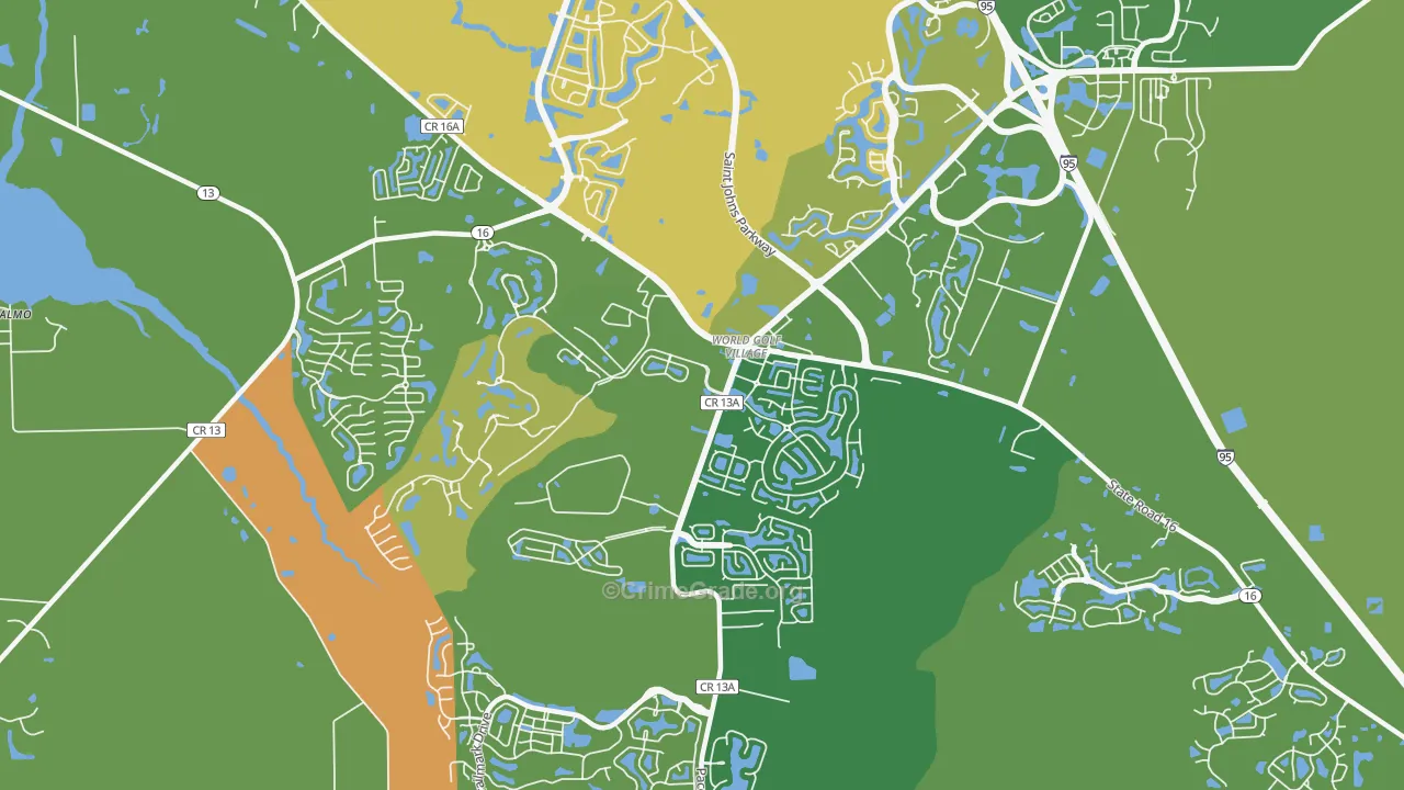 World Golf Village, FL Map of Burglary Rates