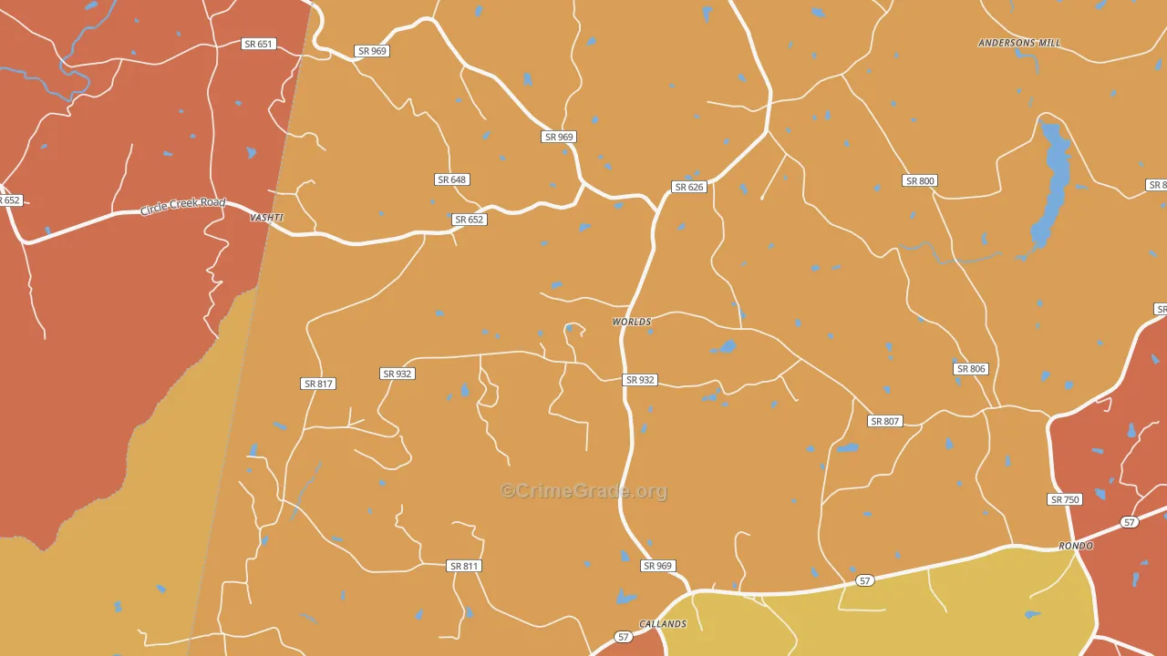 Worlds, VA Map of Burglary Rates