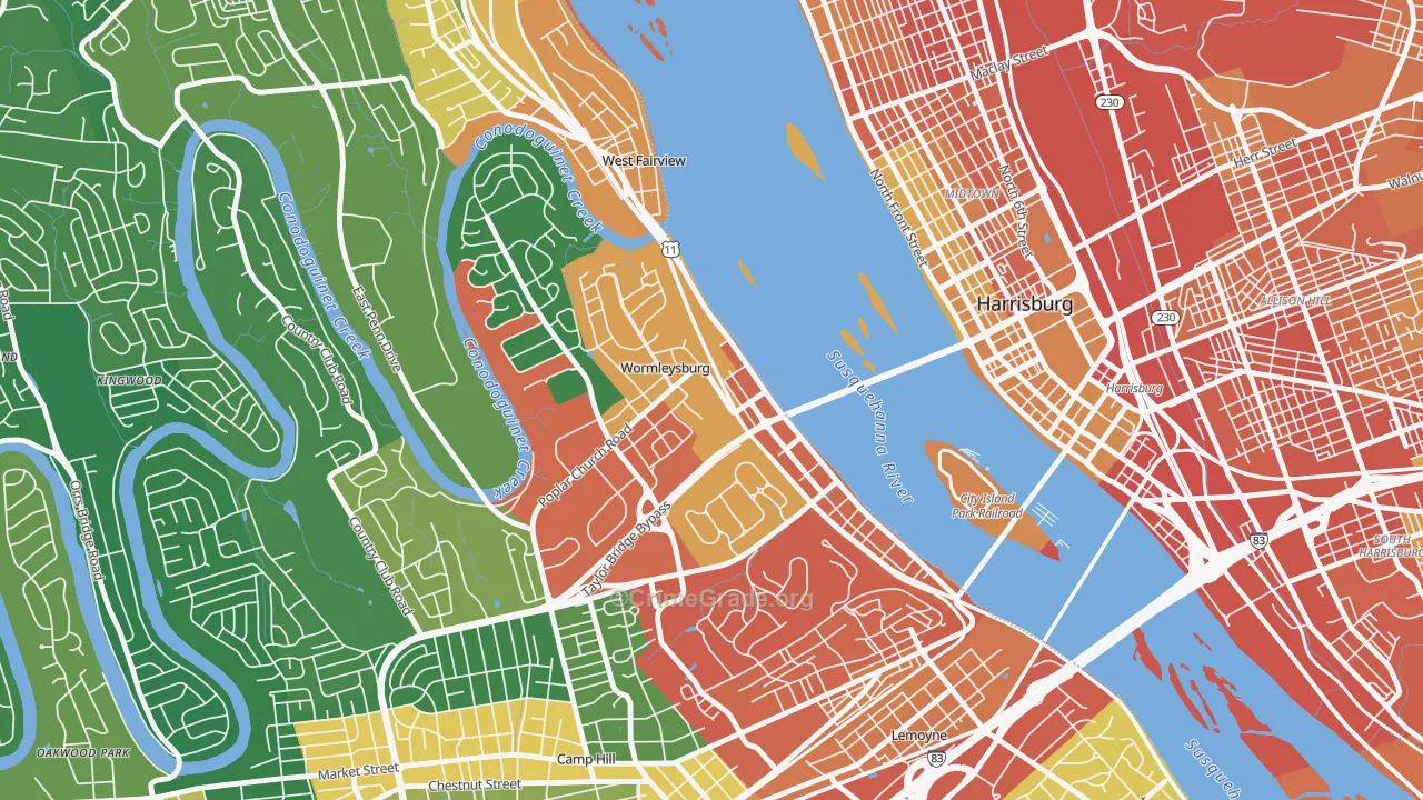 Wormleysburg, PA Map of Burglary Rates