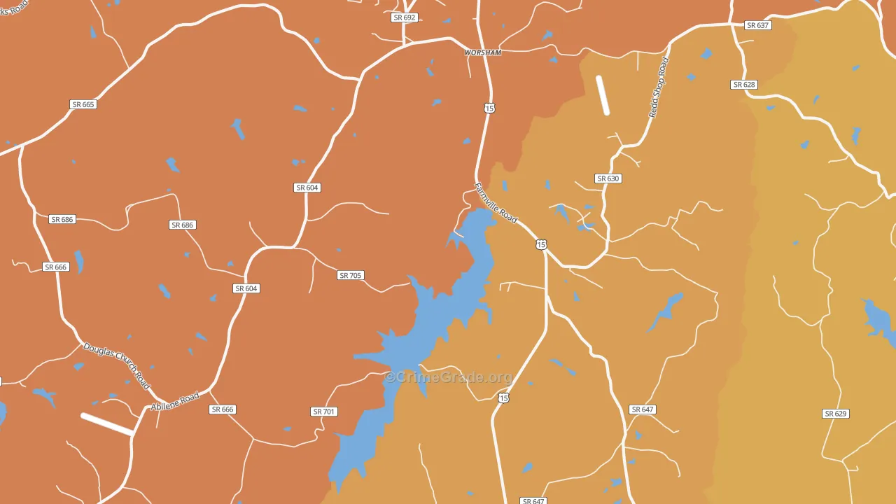 Worsham, VA Map of Burglary Rates
