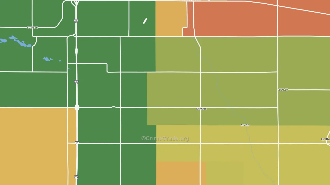 Worth County, IA Map of Burglary Rates
