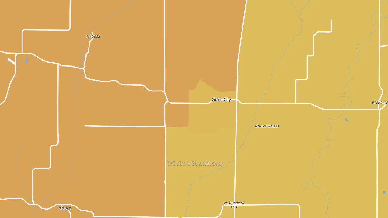 Worth County, MO Map of Burglary Rates