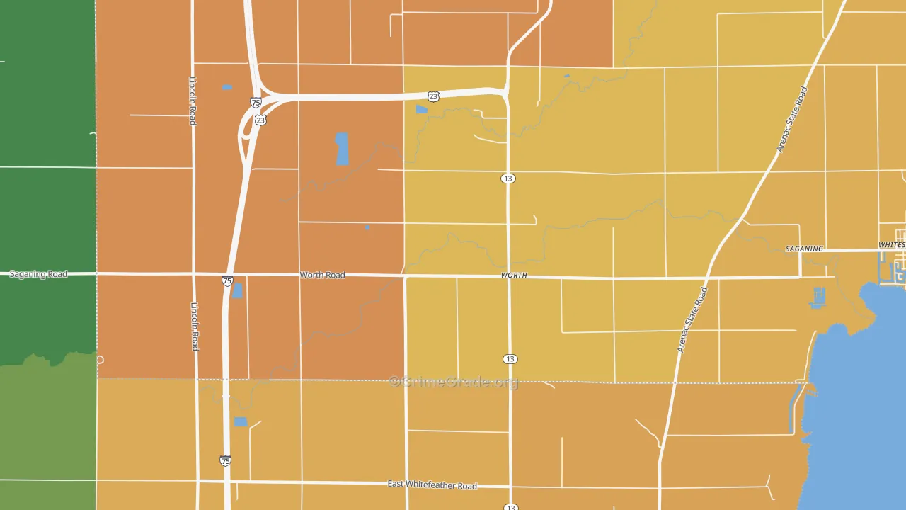 Worth, MI Map of Burglary Rates