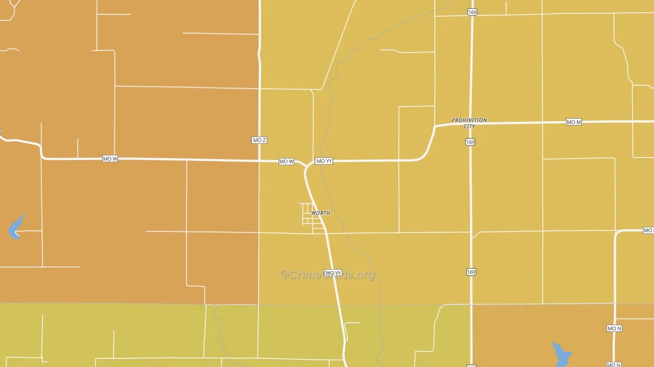 Worth, MO Map of Burglary Rates