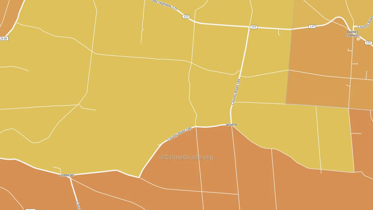 Worth, NY Map of Burglary Rates