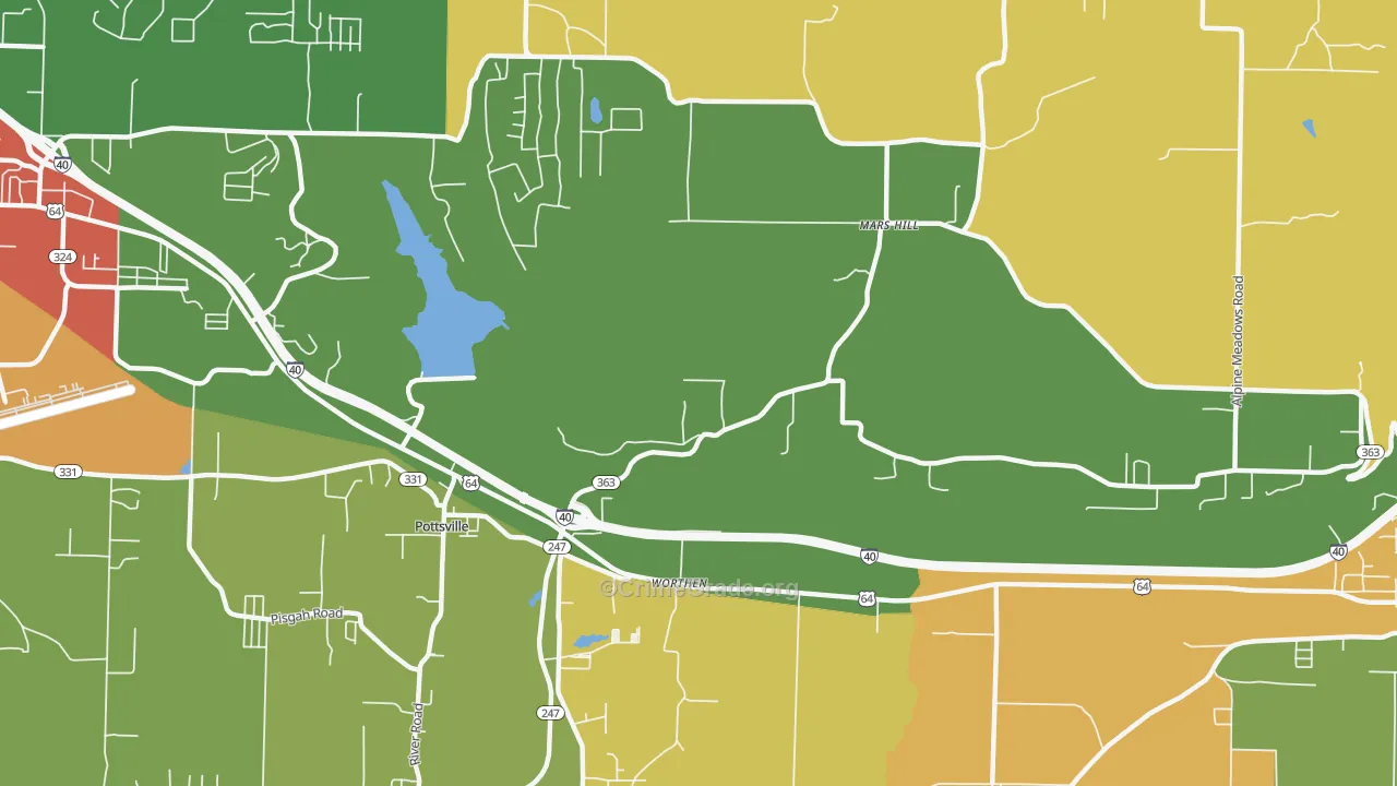 Worthen, AR Map of Burglary Rates
