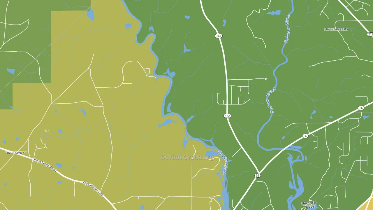 Worthville, GA Map of Burglary Rates