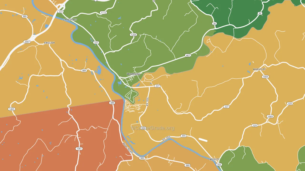 Worthville, KY Map of Burglary Rates
