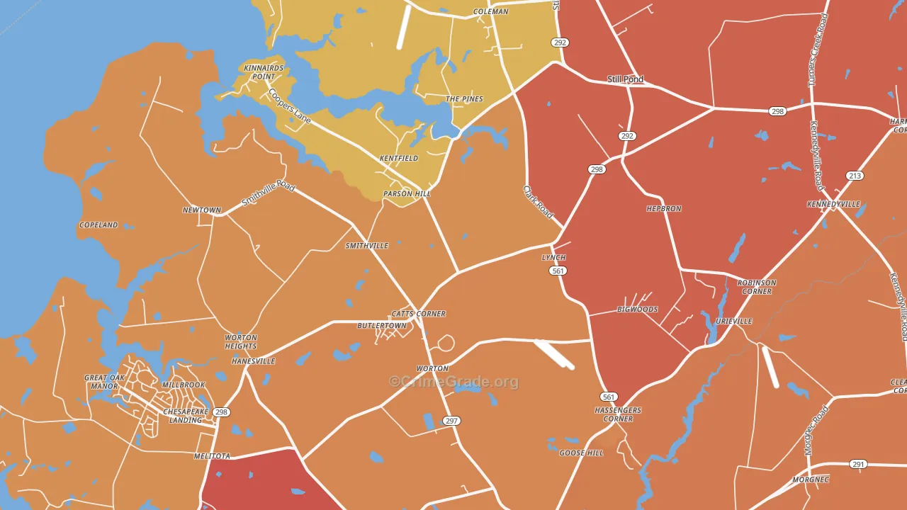 Worton, MD Map of Burglary Rates