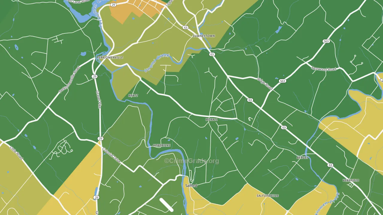 Woxhall, PA Map of Burglary Rates