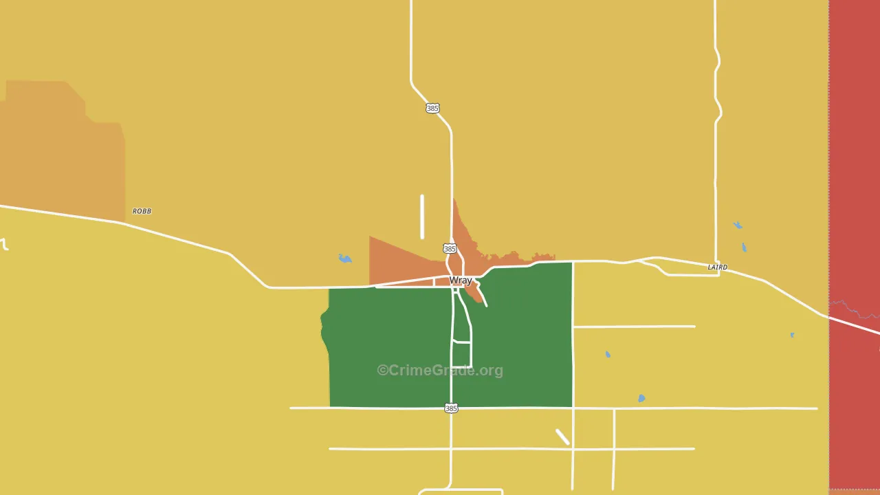 Wray, CO Map of Burglary Rates