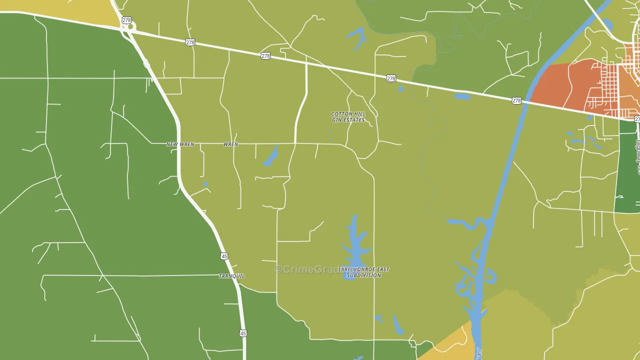 Wren, MS Map of Burglary Rates