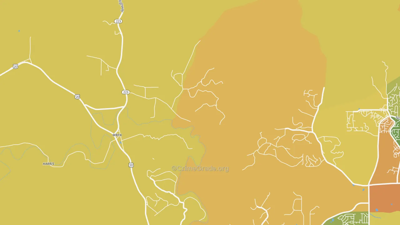 Wren, OR Map of Burglary Rates