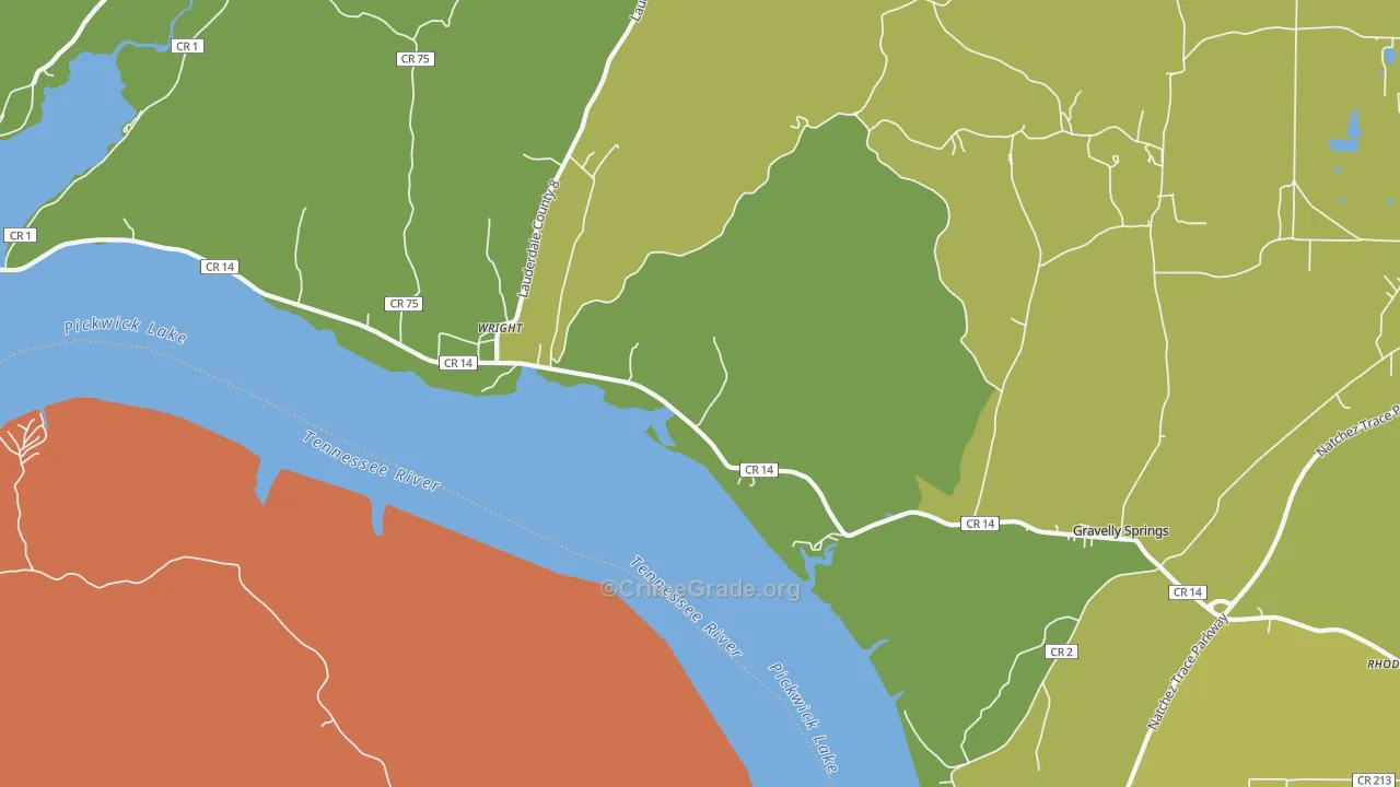 Wright, AL Map of Burglary Rates