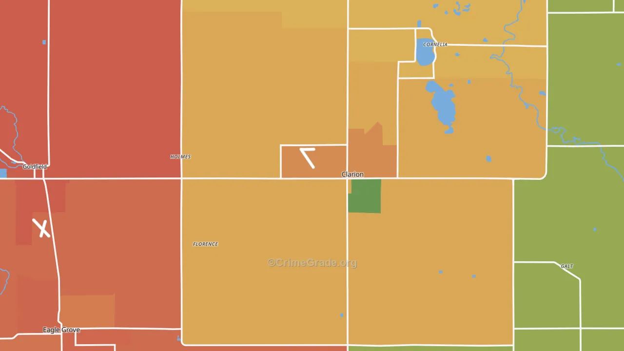 Wright County, IA Map of Burglary Rates